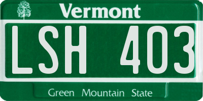 VT license plate LSH403