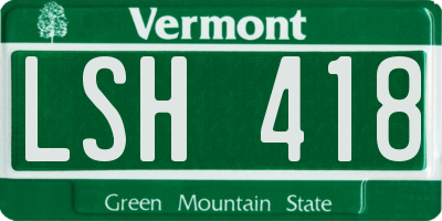 VT license plate LSH418