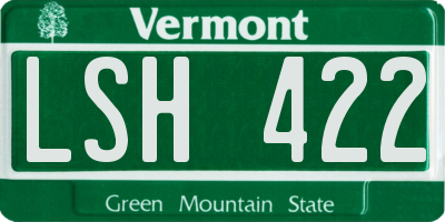 VT license plate LSH422
