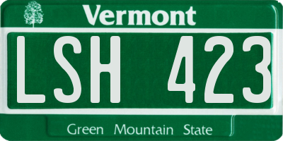 VT license plate LSH423