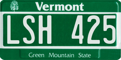 VT license plate LSH425