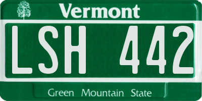 VT license plate LSH442
