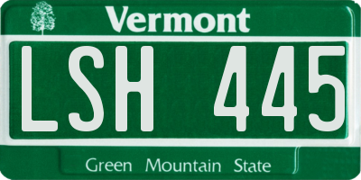 VT license plate LSH445