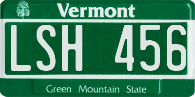 VT license plate LSH456