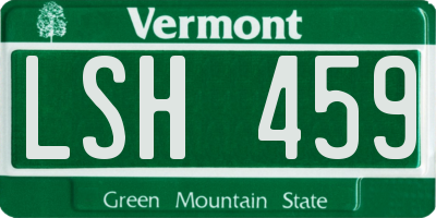 VT license plate LSH459