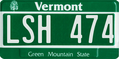 VT license plate LSH474