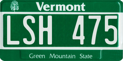 VT license plate LSH475