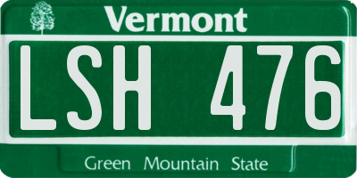 VT license plate LSH476