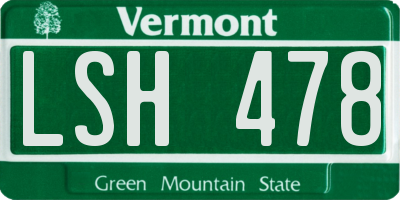VT license plate LSH478