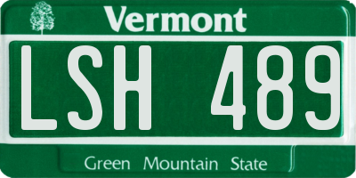 VT license plate LSH489