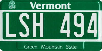 VT license plate LSH494