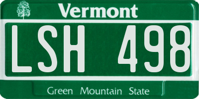VT license plate LSH498