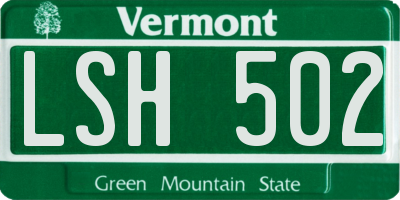 VT license plate LSH502