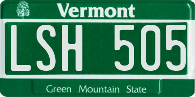 VT license plate LSH505