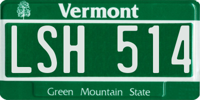 VT license plate LSH514