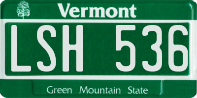 VT license plate LSH536
