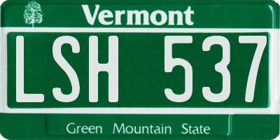 VT license plate LSH537