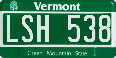 VT license plate LSH538
