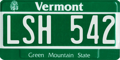 VT license plate LSH542