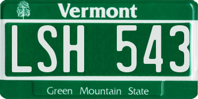 VT license plate LSH543