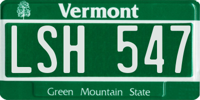 VT license plate LSH547