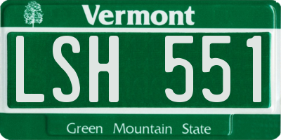 VT license plate LSH551