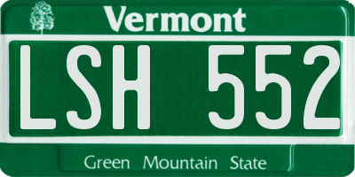 VT license plate LSH552