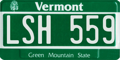 VT license plate LSH559