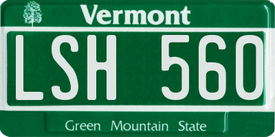 VT license plate LSH560