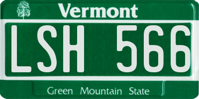 VT license plate LSH566
