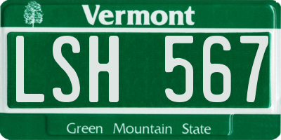 VT license plate LSH567