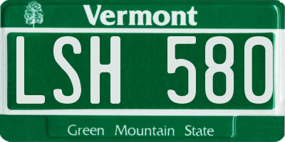 VT license plate LSH580