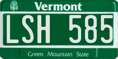 VT license plate LSH585