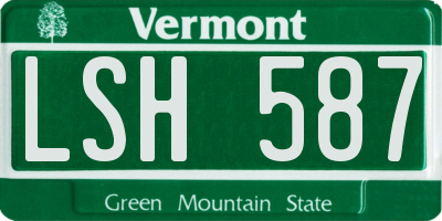 VT license plate LSH587