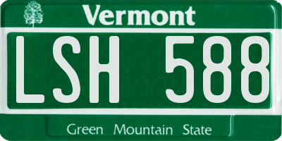 VT license plate LSH588