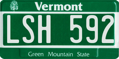 VT license plate LSH592