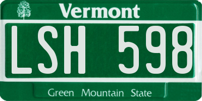VT license plate LSH598