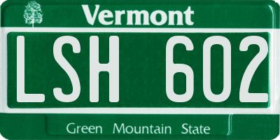 VT license plate LSH602
