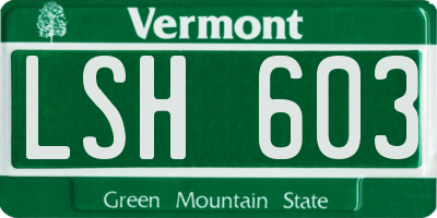 VT license plate LSH603