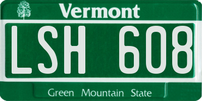 VT license plate LSH608