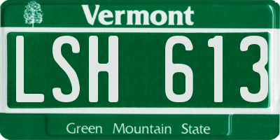 VT license plate LSH613