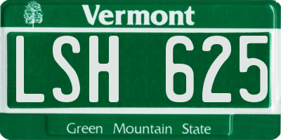 VT license plate LSH625
