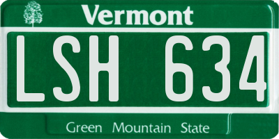 VT license plate LSH634