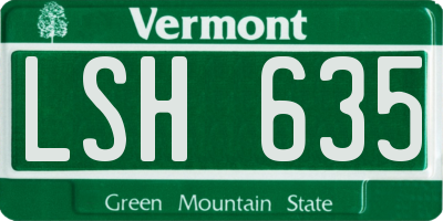 VT license plate LSH635