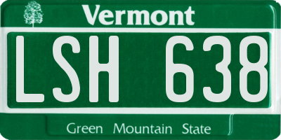 VT license plate LSH638