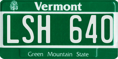 VT license plate LSH640