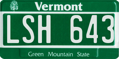 VT license plate LSH643