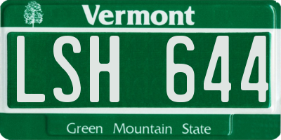 VT license plate LSH644