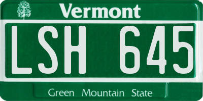 VT license plate LSH645