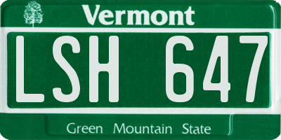 VT license plate LSH647